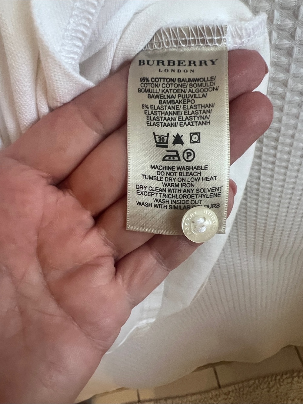 Burberry Cream Polo Dress with Check Placket-SZ M—526-060 - Picture 11 of 12